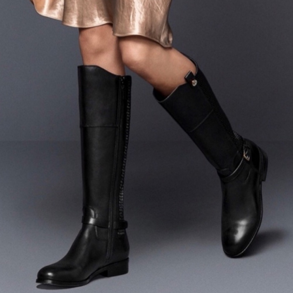 COLE HAAN‎ NWOB Women's Galina Black Leather Riding Boots Tall Knee High Zip 6.5